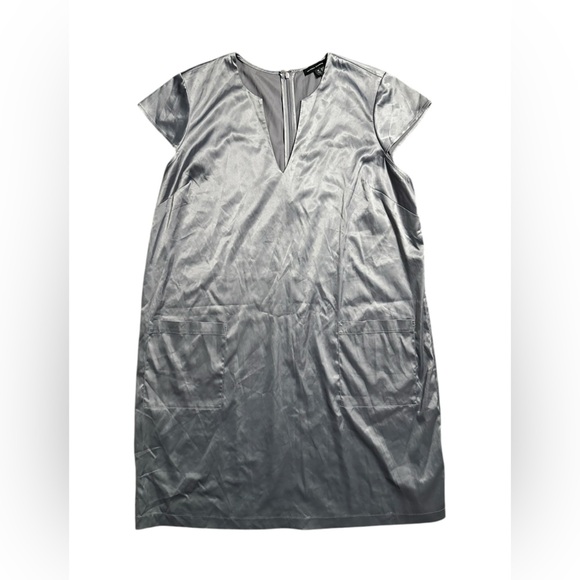 Universal Standard Glossy Gray Alexandrina Satin Pocket Dress Medium - Picture 3 of 8